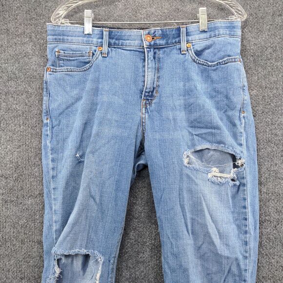 Levis Womens 535 Jeans Blue 12M Distressed Perfect Waist Straight Denim Original - Picture 3 of 11
